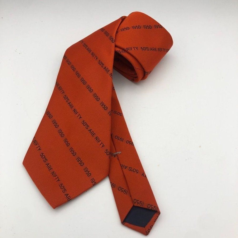 Princeton University Vintage 50s Are Nifty Silk Blend Tie Mid Century Orange